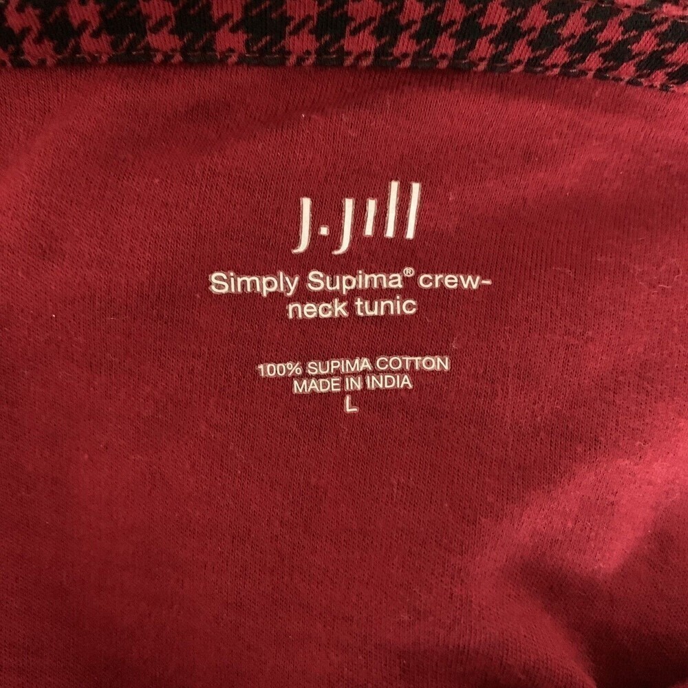 J. Jill Sz Large Multicolor Houndstooth Simply Supima Cotton Crew Neck Tunic Top - Picture 4 of 5